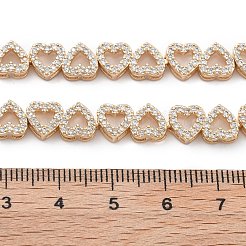 真鍮マイクロパヴェクリアキュービックジルコニアマルチハートコネクターチャーム  ニッケルフリー  18KGP本金メッキ  160x7x3mm  穴：1.2mm&nbsp;KK-B125-05G