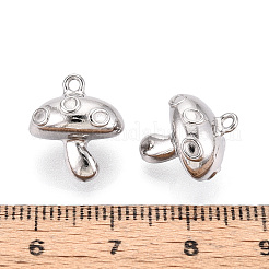 304ステンレススチールチャーム  変色防止  きのこチャーム  ステンレス鋼色  15x13x10mm  穴：1.4mm&nbsp;STAS-T067-94P