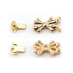 真鍮製ボックスクラスプ  ジュエリー作りのための  蝶結び  18KGP本金メッキ  19x10x4mm  穴：1.6mm&nbsp;FIND-WH0100-63B
