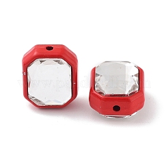 スプレー塗装された合金ビード  ガラスと  ダイヤモンド  クリムゾン  12.5x10.5x7mm  穴：1.4mm&nbsp;PALLOY-H134-29A