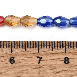 電気メッキガラスビーズセット  ABカラーメッキ  多面カットティアドロップ  ミックスカラー  6x4mm  穴：1.3mm  66~67個/連  15インチ&nbsp;EGLA-D015-6X4MM-38