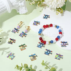 40本プリントアロイペンダント  カドミウムフリー＆ニッケルフリー＆鉛フリー  ライトゴールド  ヘリコプターのチャーム  ミックスカラー  17.5x18.5x2mm  穴：1.8mm&nbsp;ENAM-SC0007-94