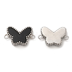 304ステンレススチールコネクタチャーム  バタフライリンク  アクリル&シェル&合成マラカイト付き  ステンレス鋼色  10x16x3mm  穴：1.5mm&nbsp;STAS-A079-08P