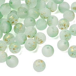 曇らされた透明なガラスビーズ  ラウンド  金箔  グラデーションカラー  ミックスカラー  8.5mm  穴：1.6mm  約1369個/1000g&nbsp;GLAA-A045-04