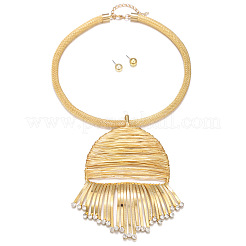 Alloy Rhinestone Fringe Choker Necklace & Ball Stud Earrings Sets for Women&nbsp;WG0D979-01
