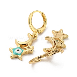 Real 18K Gold Plated Brass Dangle Leverback Earrings&nbsp;EJEW-A033-18G-03