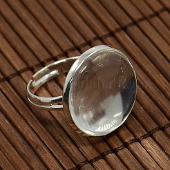 18mm Clear Domed Glass Cabochon Cover and Brass Pad Ring Bases for DIY Portrait Ring Making&nbsp;DIY-X0130-S