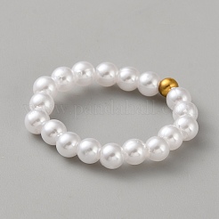 アクリルラインストーンフィンガー指輪  ホワイト  内径：18mm&nbsp;RJEW-WH0025-002