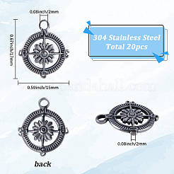 20Pcs 304 Stainless Steel Pendants&nbsp;STAS-SC0010-76