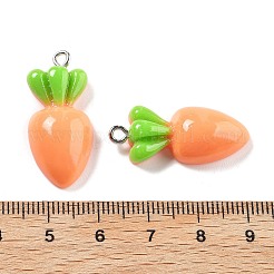 不透明樹脂ペンダント  模造野菜・模造果物  プラチナトーンのアイアンループ付き  ニンジン  28.5x14x7mm  穴：2mm&nbsp;RESI-S013-02G