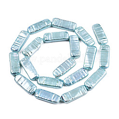 Abs プラスチック模造パール ビーズ 連売り  ABカラーメッキ  長方形  ミディアムターコイズ  22x8.5x4mm  穴：0.6mm  約19個/連  16.14インチ〜16.34インチ（41~14.5cm）&nbsp;KY-N015-04-05C