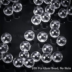 ガラスビーズ100個。  穴がない  ラウンド  透明  6mm&nbsp;GLAA-NB0001-52D