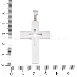 304ステンレスペンダント  切り抜きクロスチャーム  ステンレス鋼色  42.5x28x2.5mm  穴：9x5mm&nbsp;STAS-B137-11P