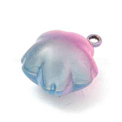 真鍮製ベルペンダント  桜の形  ライトブルー  25x21x16.5mm  穴：3mm&nbsp;LS-KK-B086-02D