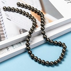 天然石パイライトビーズ連売り  ラウンド  8~9mm  穴：1mm  約48~50個/連  14.96~15.16インチ&nbsp;G-L031-8mm-01