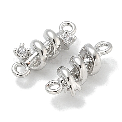 Rack Plating Brass Clear Cubic Zirconia Vortex Connector Charms&nbsp;KK-L224-069P