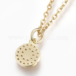 Brass Micro Pave Cubic Zirconia Pendant Necklaces&nbsp;NJEW-O108-15G
