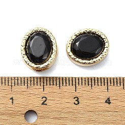 めっき合金ビーズラック  ガラスと  オーバル  ゴールドカラー  ブラック  13.5x11.5x8mm  穴：1.6mm&nbsp;PALLOY-Z004-02G-03