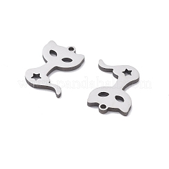 ステンレススチールチャーム201個  レーザー切断  キツネのチャーム  ステンレス鋼色  12x8x1mm  穴：1mm&nbsp;STAS-V001-16