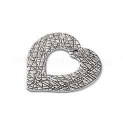 304ステンレスペンダント  テクスチャ  ハートチャーム  アンティークシルバー  30x30x1~2mm  穴：1.8mm&nbsp;STAS-L280-03AS-02