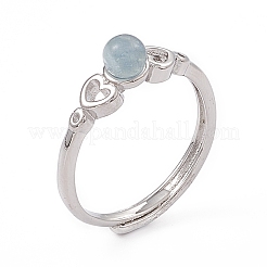 Heart Natural Aquamarine Adjustable Rings&nbsp;RJEW-G273-13P-02