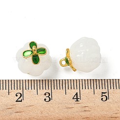 ガラスチャーム  カボチャ  黄金の合金エナメルパーツと  ホワイト  14.5x13mm  穴：1.5mm&nbsp;GLAA-P072-04G-02