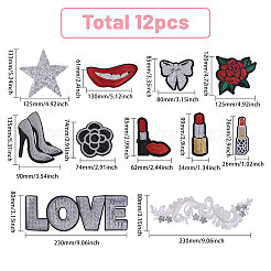 12Pcs 11 Styles Flower Computerized Embroidery Iron on/Sew on Patches&nbsp;PATC-CA0001-34