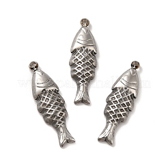 変色しない304ステンレススチールペンダント  魚のチャーム  ステンレス鋼色  23x7x2.5mm  穴：1.5mm&nbsp;STAS-Q001-03P