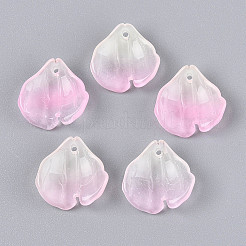 クリアガラスペンダント  花びらチャーム  ツートン  パールピンク  17x17.5x6mm  穴：1.2~1.4mm&nbsp;GLAA-T030-05-02