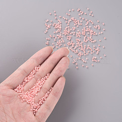 12/0 FGBグレードAラウンドガラスシードビーズ  透明インサイドカラー  光沢メッキ  ライトサーモン  2.3x1.5mm  穴：1mm  約48500個/ポンド&nbsp;SEED-N001-F-233