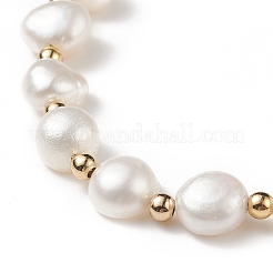 Dyed Natural Pearl & Brass Round Beaded Slider Bracelet&nbsp;BJEW-JB09008-04