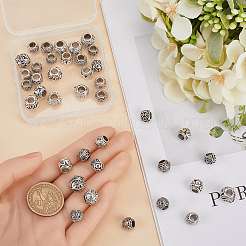 42個 7スタイル 合金ヨーロピアンビーズ  大穴ビーズ  ロンデル  アンティークシルバー  9~12x8~10.5mm  穴：4.5~5mm  6個/スタイル&nbsp;MPDL-SP0001-01