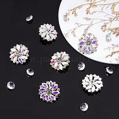 真鍮ラインストーンシャンクボタン6個  1穴  花  クリスタルAB  26.5x10.5mm  穴：1.8mm&nbsp;FIND-FG0001-96C
