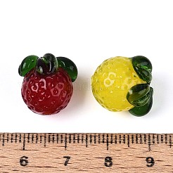 手作りランプワークビーズ  苺  ミックスカラー  14~15x13~15x13~15mm  穴：1.6~2mm&nbsp;LAMP-T022-21M