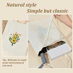 DIYキャンバスバッグ刺繍キット  ポリエステル糸を含む  鉄の針とプラスチック製の刺繍フープ  ビスク  ヒマワリ模様  ひまわり：390x340x9mm&nbsp;DIY-WH0304-684B