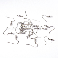 真鍮のピアスフック  耳ワイヤー  水平ループ付き  ニッケルフリー  プラチナ  17~19x16~18x0.6~0.7mm  21~22ゲージ  穴：2mm&nbsp;EC135-NF