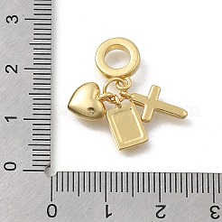 真鍮のヨーロッパのダングルペンダント  長方形のクロスハートの大きな穴のペンダント  カドミウムフリー＆鉛フリー  ラックめっき  長持ちメッキ  18KGP本金メッキ  24.5mm  穴：5mm&nbsp;KK-D431-079B-G