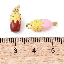 ラックメッキ真鍮エナメルペンダント  丸カン付き  長持ちメッキ  18KGP本金メッキ  カドミウムフリー＆鉛フリー  ケーキ/アイスキャンディーチャーム  ミックスカラー  10~19x7~8x4~8mm  穴：2~4mm&nbsp;KK-G507-01G