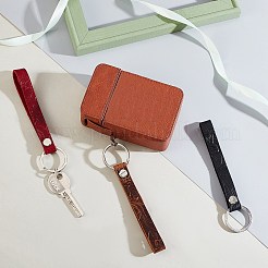 牛革キーホルダー 3色 3個  鉄キーリング付き  長方形  ミックスカラー  13cm  1pc /カラー&nbsp;KEYC-WR0001-13