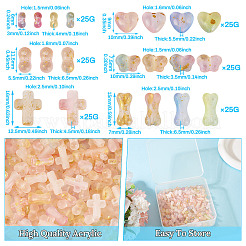 150g 6スタイル グラデーションカラー 透明アクリルビーズ  金色の箔付き  混合図形  ミックスカラー  3~16x6~12.5x3.5~6.5mm  穴：1.5~2.5mm  25g /スタイル&nbsp;OACR-TA0003-58