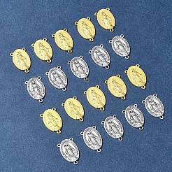 20Pcs 2 Colors Holy Oval Carved Virgin Mary Tibetan Style Alloy Chandelier Component Links&nbsp;TIBE-FS0001-15