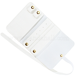 イヤリング、ブレスレット、ネックレス用のPUイミテーションレザージュエリーロール  長方形  ホワイト  122x64x15mm&nbsp;AJEW-WH20020-456B