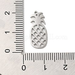 変色しない304ステンレススチールペンダント  レーザー切断  パイナップルチャーム  ステンレス鋼色  19x8.5x1mm  穴：0.9mm&nbsp;STAS-K263-26P