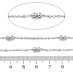304ステンレススチールサテライトチェーン  ハンダ付け  スプールで  ステンレス鋼色  2.5x1.5x0.5mm  6.5~8x4mm&nbsp;CHS-L019-09P