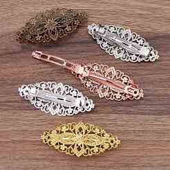 真鍮のヘアバレッタ  鉄のフレンチヘアクリップのパーツ  花  プラチナ  80x35x10mm&nbsp;OHAR-PW0001-199P