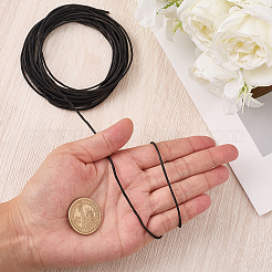 5m DIY つや消し牛革コード  洋服アクセサリー  ラウンド  ブラック  1.5mm  約5.47ヤード（5m）/セット&nbsp;OCOR-GF0004-97A-01