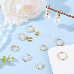 10Pcs 5 Styles Rack Plating Brass Beaded Huggie Hoop Earrings for Women&nbsp;KK-SC0008-04