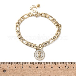 304 Stainless Steel Flat Round with Girl Charm Bracelets&nbsp;BJEW-A036-13G-01