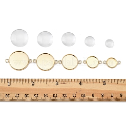 DIY ブランクドーム 201 ステンレススチール カボション コネクタ作成キット  ゴールドカラー  9.5~20x3.5~5.5mm  5スタイル  6個/スタイル  30pc&nbsp;DIY-FS0008-30