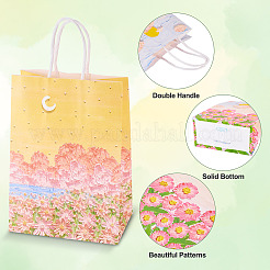 10Pcs 2 Colors Paper Flower Pattern Printed Carry Storage Tote Bags&nbsp;ABAG-TA0001-49A